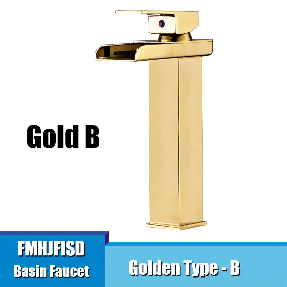 Golden B Золотой полированный кран для раковины с одной ручкой и одним отверстием, смеситель для ванной комнаты, хромированный никель, ORB, 4 цвета на выбор - Цвет: Golden B