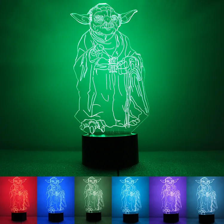 Star Wars 3D Bulbing Licht LED Master Yoda Jedi Leider LED ... Star Wars 3D Bulbing Licht LED Master Yoda Jedi Leider LED ...