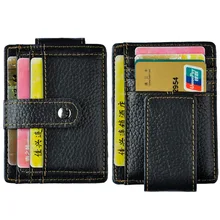 Мужской кожаный Дизайнерский Модный тонкий кошелек для путешествий, передний карман, магнитный Большой Вместительный зажим для денег, чехол для карт для мужчин 1025-b