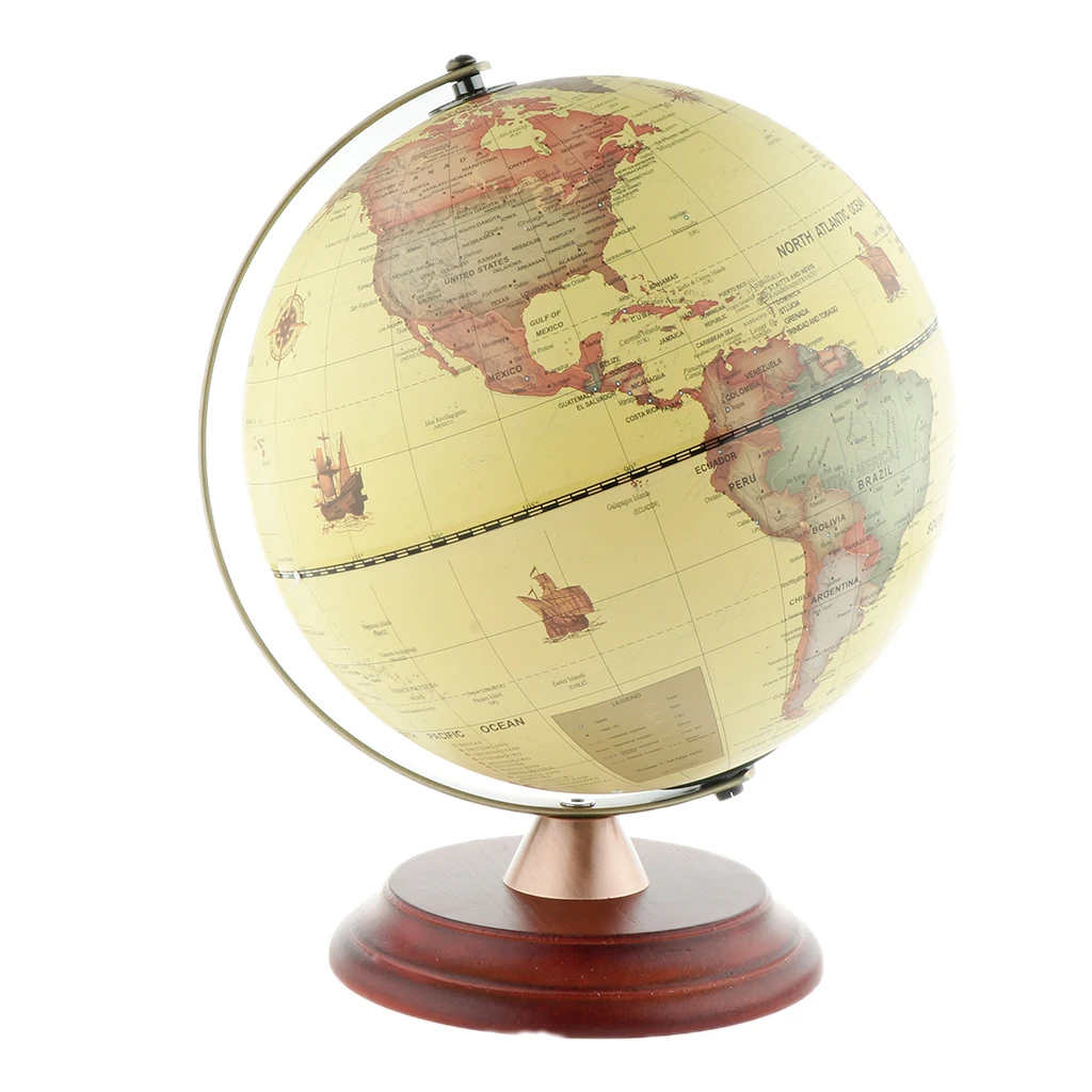 USB Night Light LED Illuminated Spinning World Globe Constellation Map with Wooden Stand