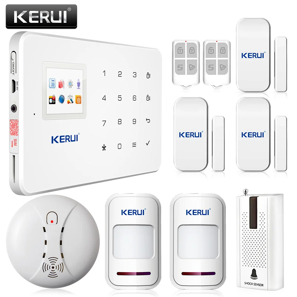 Kerui G18 Gsm Sim Auto Call Touch Keypad Lcd Gsm Home Security Wireless System Pir Sensors