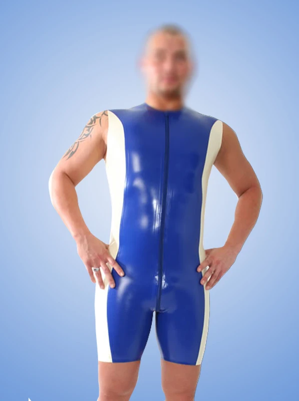 Men's 100 Latex Rubber Gummi 0.40mm Bodysuit Rubber Short Sleelves