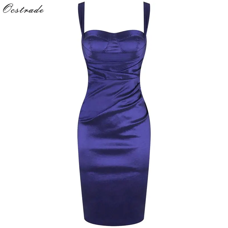

Ocstrade Womens Bodycon Dresses 2019 Christmas Party New Year Fashion Navy Corset Drape Sexy Bodycon Dress