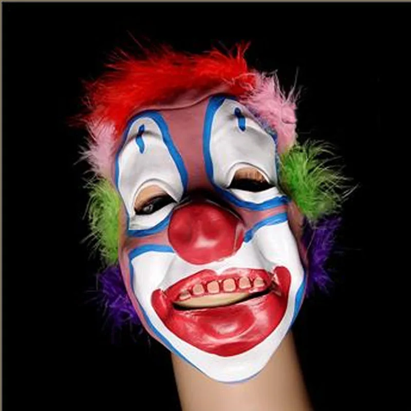 Funny Full Face Rubber Latex Clown Mask Feather Circus Clown Masks Kids