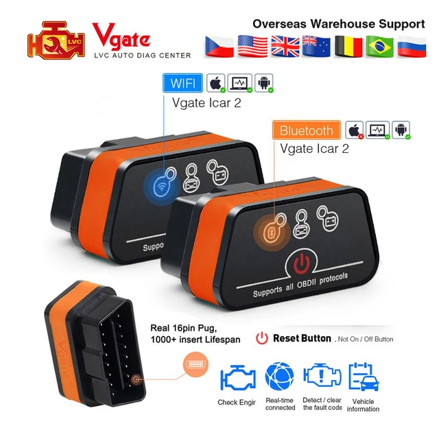 

Vgate icar2 Bluetooth/Wifi OBD2 Diagnostic-tool ELM327 OBD 2 Scanner Mini ELM 327 icar 2 for android/PC/IOS OBDII Code Reader