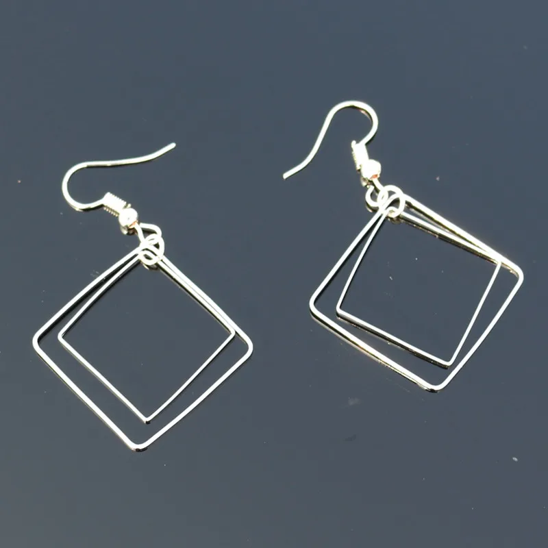 

ES2010 Drop Earrings For Women Minimalist Double Square Dangle Earring Brincos Geometric Bijoux pendientes mujer One Direction