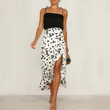 Женские юбки черно-белая Асимметричная юбка с оборками летние сексуальные длинные юбки saia spodnica faldas mujer largos moda Volantes