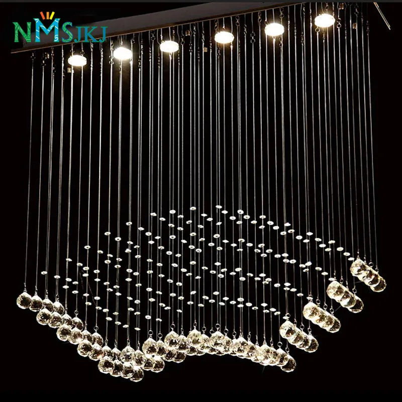 

Restaurant chandelier rectangular crystal lamp creative personality modern minimalist bar dining room living room lighting