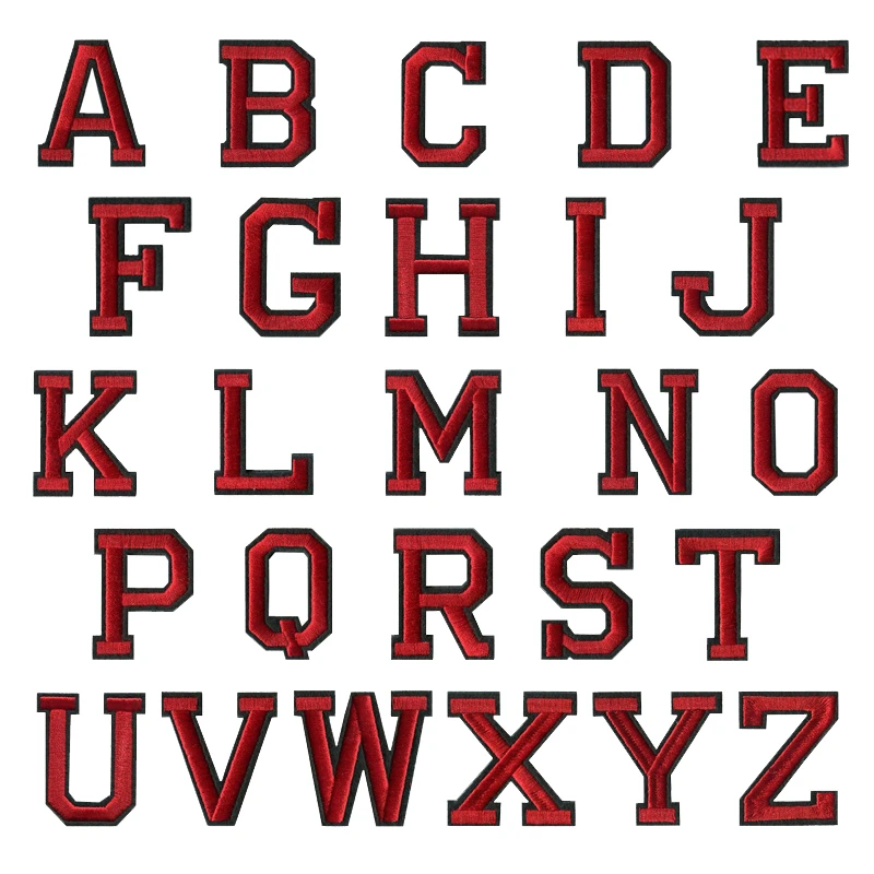 1 Pc A Z Roten Faden Und Schwarz Hintergrund Englisch Alphabet Buchstaben Gemischt Bestickt Abzeichen Eisen Auf Patches Fur Kleidung 48 Mm Hohe Patches Aliexpress