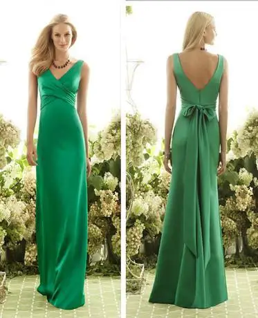 

free shipping robe de soiree 2014 new fashion vestido de festa longo party gown green long bow Formal evening elegant dresses
