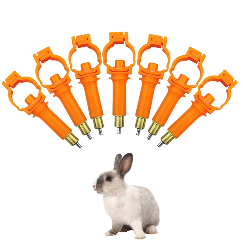 

10 pcs Rabbit Feeder Automatic Poultry Spring Water Nipples Chicken Duck Hen Orange Drinker Farm Animal Water Feeder Hot Sell