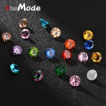 Elsemode pedra redonda de zircônia aaaaa, conjunto de miçangas de zircônia cúbica, 6 unidades/pacote, cores top, 16 cores, acessórios de joias