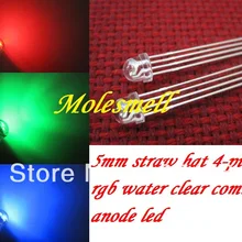 10000 шт. 5 мм соломенная шляпа 4-контактный Tri-Цвет Общий Анод rgb красного, зеленого и синего цвета светодиодный Светодиодный s Быстрая 5 ММ StrawHat 4pin прозрачный цветная(rgb