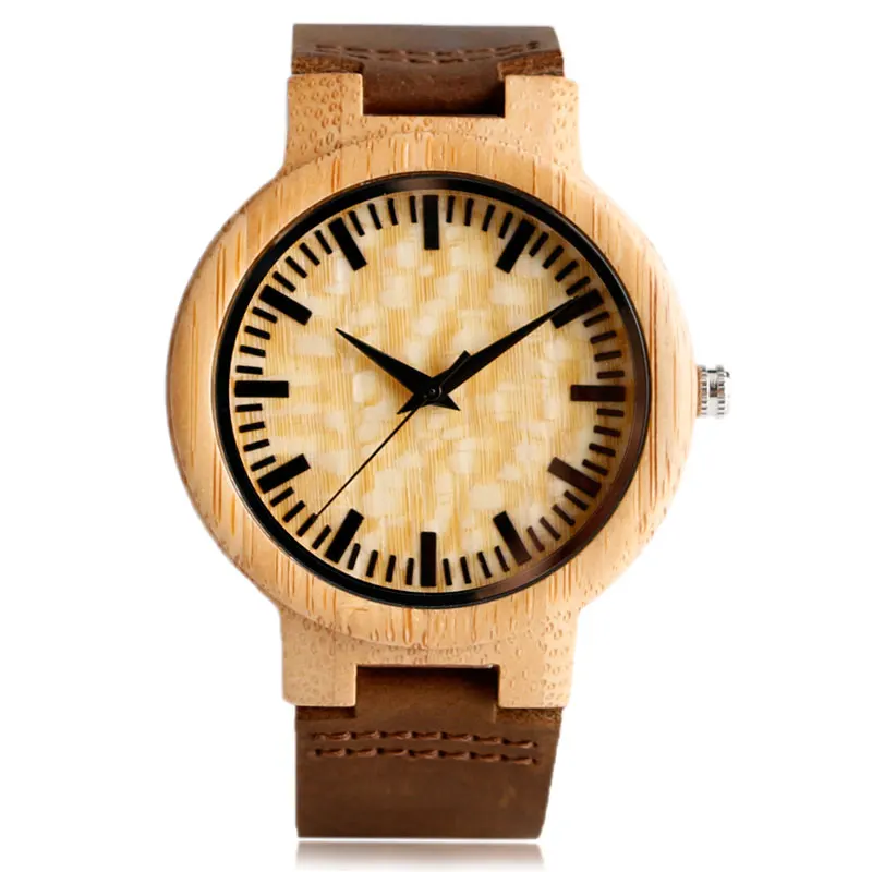 

Creative Bamboo Wooden Watch for Men Luxury Quartz Leather Band Sport Steampunk Wrist Watches Pin Buckle Watches