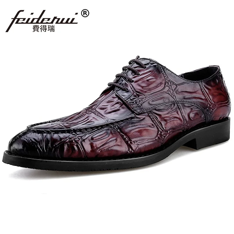 La Calzado Ne86 Oxfords Zapatos Cordones Boda marrón Llegada Hombres Hombre Nueva Formal Con De Auténtico Vestido Estrecha Cuero Lujo Baile Negro Cocodrilo Punta WTWwRfZqH