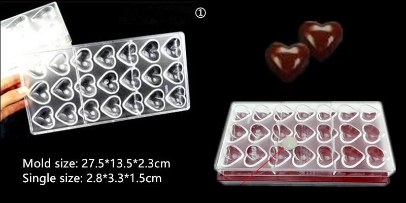 Подарок на день Святого Валентина, поликарбонатная форма для шоколада, домашняя жесткая форма для шоколада в форме роз, инструменты для выпечки, пластиковые формы для шоколада - Цвет: 1