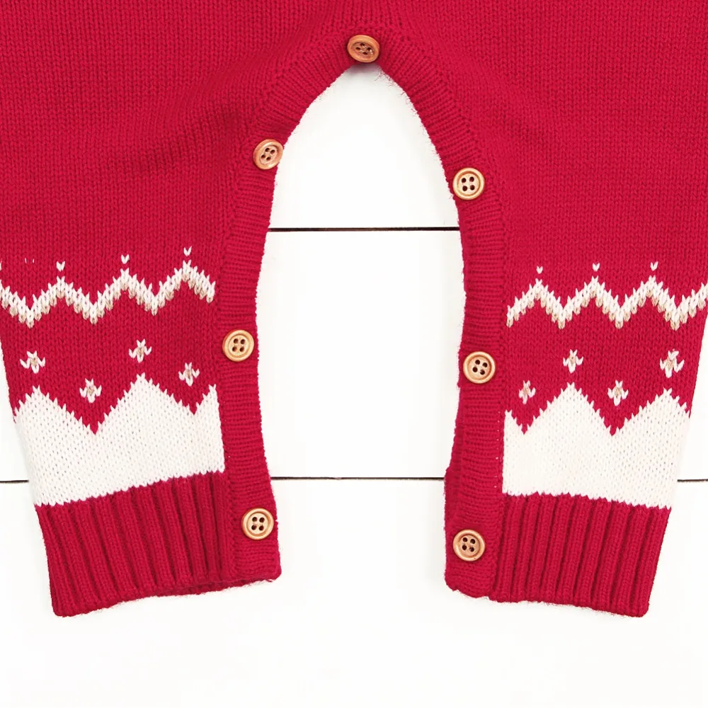 Модный Вязаный комбинезон для маленьких девочек; Рождественская одежда с рисунком оленя; подарок на год в стиле унисекс; комбинезон для новорожденных мальчиков; одежда для близнецов