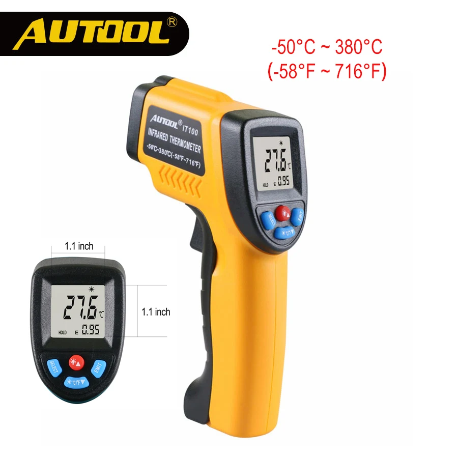 

AUTOOL IT100 Infrared Thermometer Non-contact Handheld Digital LCD Display Infrared Thermometers Home Industrial Use C/F