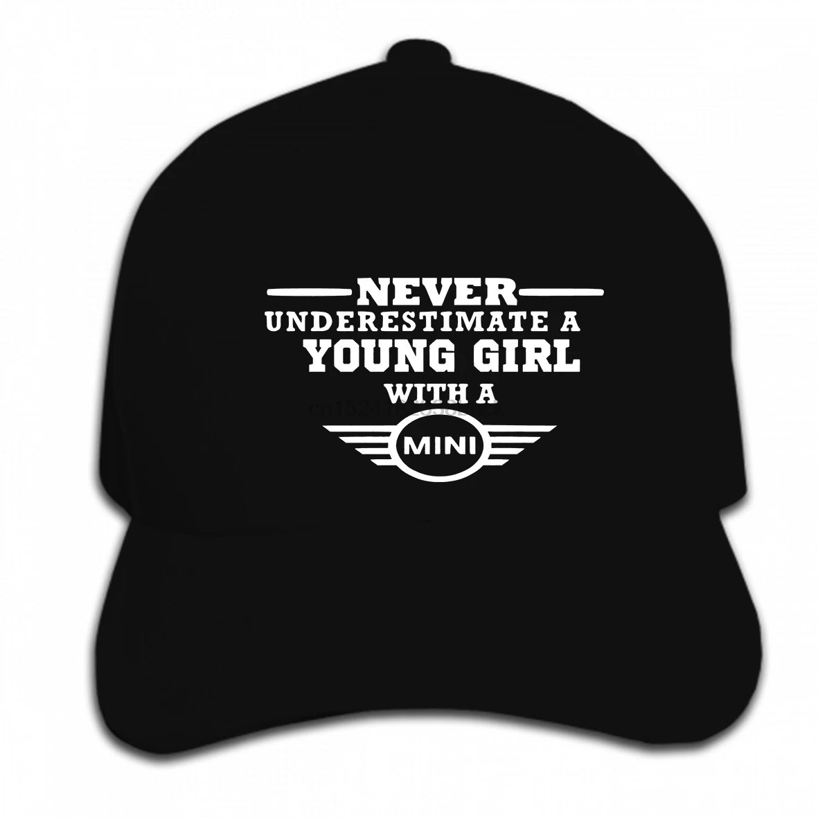 

Print Custom Baseball Cap Hip Hop Mini Cooper Never Underestimate A YOUNG GIRL Women White Mini Black Hat Peaked cap