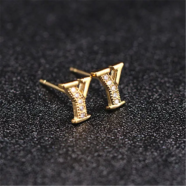 Buy 26 Letter Crystal Stud Earrings for Women Gold