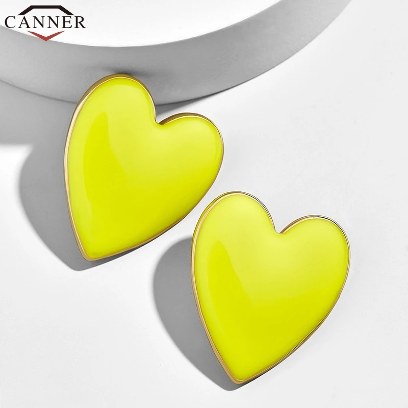 CANNER Romantic Fashion Heart Earrings Big Korean Stud Earrings for Women Jewellery Sweet Love Statement Earrings 2019 FF