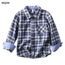 Aipie/Новинка, Детские рубашки в клетку для мальчиков повседневная саржевая ткань, весенне-осенняя одежда в классическом стиле для детей возрастом от 4 до 9 лет