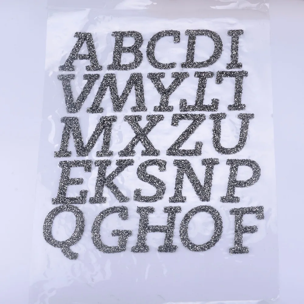 

rock black diamond Iron On Patches Hat Cloth rhinestone Patch DIY Sew On Appliques Garment Accessory 3D letters Hot Fix Motifs