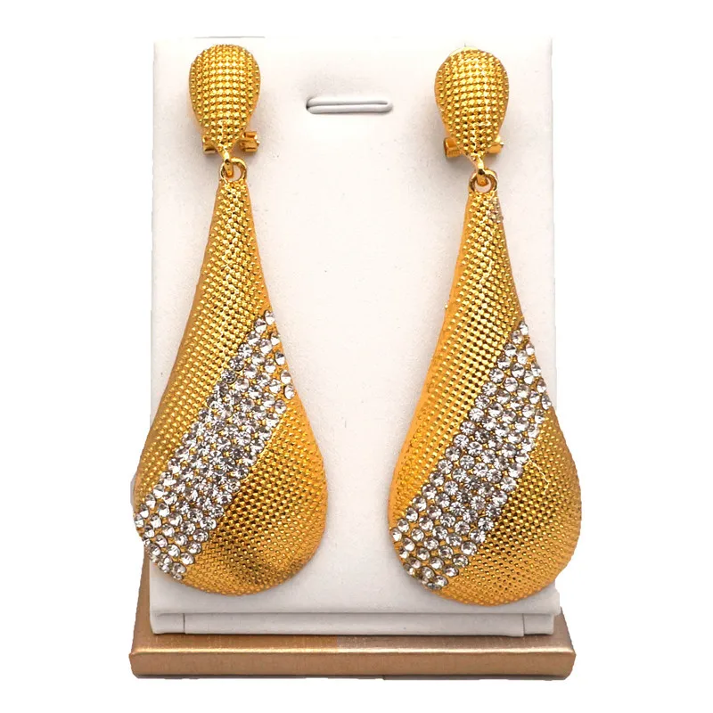 Золотые серьги Кулон Ювелирные наборы дизайн для африканских женщин серьги - Окраска металла: E139