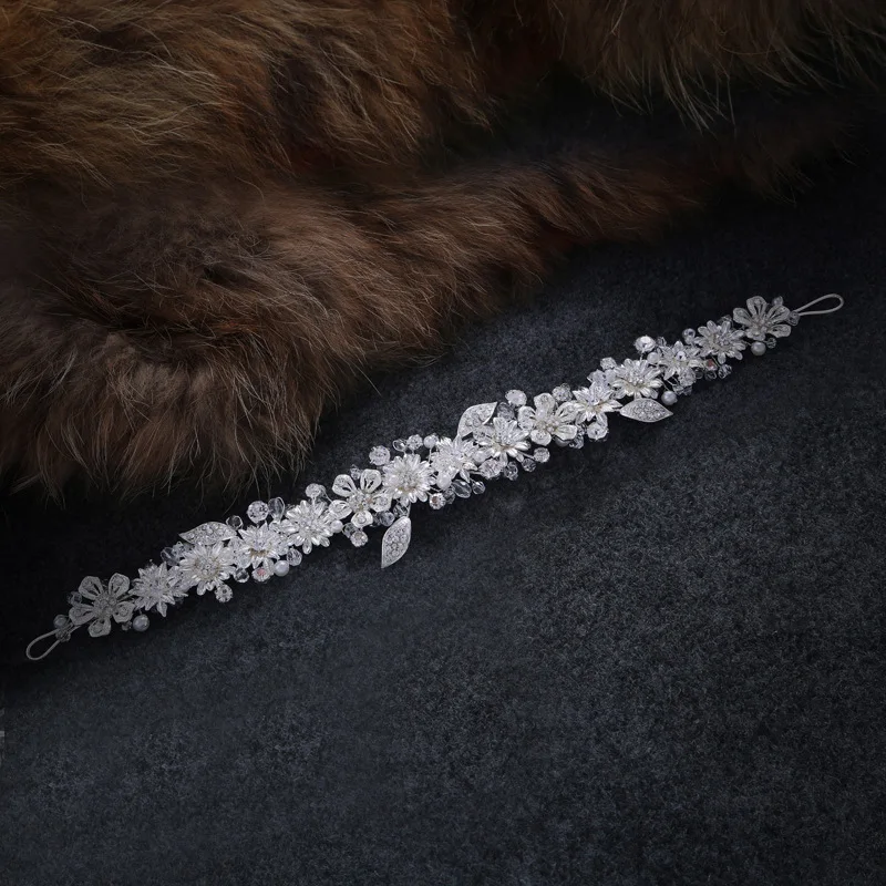 Handmade Sparkling Crystal Wedding Bride Flower Tiara Coroa Headband Bridal Women prom Crowns KopoHa Bijoux Cheveux Accessories