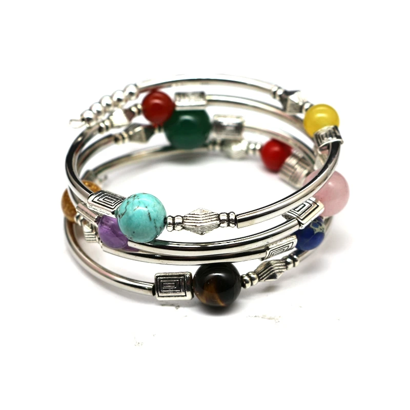 

Natural stone OM multi-circle winding bracelet 7 Chakra multi-layer bracelet