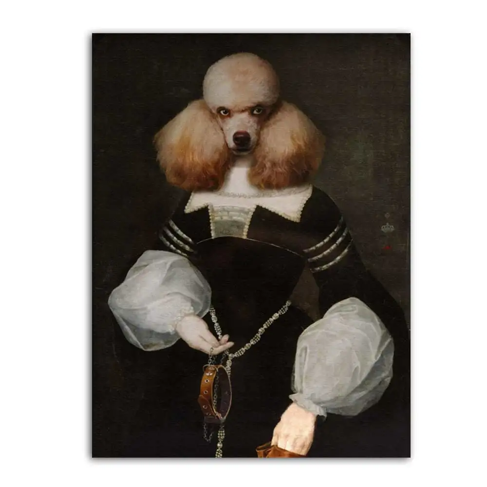 WANGART винтажный плакат на стену художественная собака ретро ностальгия джентльмен картина маслом Животные Печать холст Картина гостиная домашний декор - Цвет: jy1411