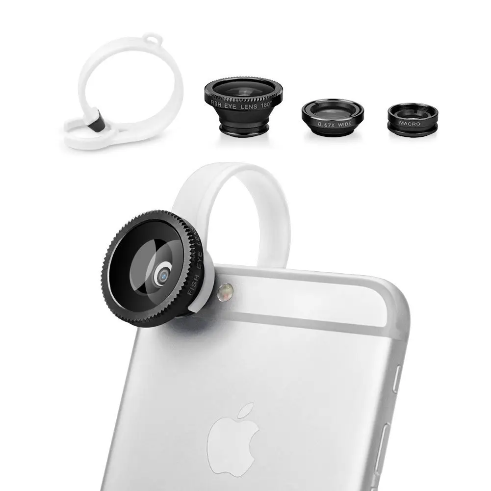 

Fisheye Phone Camera Lens Clip Fisheye Lens + Wide Angle + Macro 3 in1 Universal for iphone 7 7plus Samsung S8 S7 Huawei V03