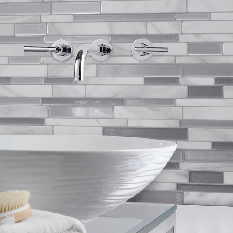 White Grey Marble Mosaic Peel and Stick Wall Tile Self adhesive Backsplash DIY Kitchen Bathroom Home Wall Decal Sticker Vinyl 3D White Grey Marble Mosaic Peel and Stick Wall Tile Self adhesive Backsplash DIY Kitchen Bathroom Home Wall Decal Sticker Vinyl 3D