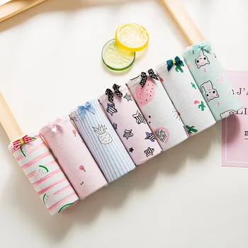 

CURRADA 7pieces/lot Cotton panties women underwear sexy briefs female underpant mujer panty femme low waiste Cartoon intimates