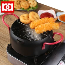 

Generic Mini Deep Fryer for Home with Oil Strainer, Small Non-stick Coating Pot for Deep Frying, Mini Iron Frye ,6.3 In (16 cm)