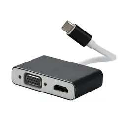 Тип-с к HDMI + VGA USB C HDMI VGA адаптер usb Тип C к HDMI 4 К мужчин и женщин конвертер для Macbook 30A13