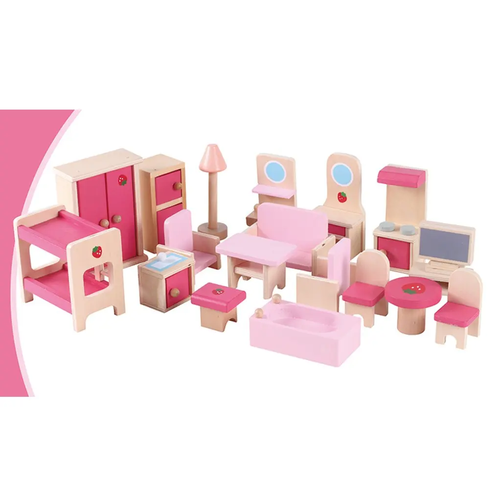 Деревянный миниатюрная кукольная мебель с 4 куклы Ролевые Игры развивающие игрушки подарок на день рождения для детей