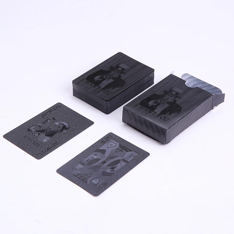 

Waterproof PVC golden Playing CardsDouble sets-02 Collection BLACK Poker Cards Creative Gift plastic Standard Playing Cards