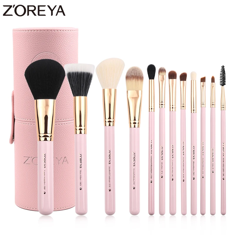 Zoreya Brand 12Pcs Makeup Brushes Set Cosmetic Brushes Tool Foundation Powder Makeup Kit Beauty Makeup Holder