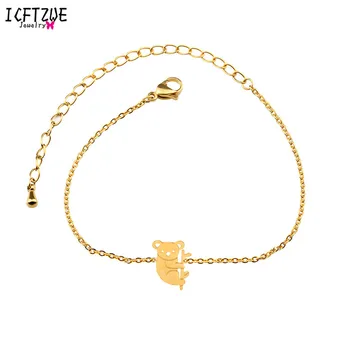 

ICFTZWE 10pcs Brazaletes Pulseras Mujer Stainless Steel Hand Chain Australian Gold Colour Koala Bracelet For Women