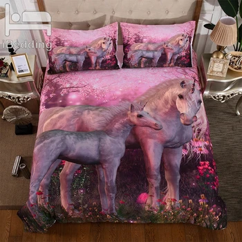 

3Pcs/Sets Unicorn Bedding Set Printed Queen Twin King Size Comforter 3D Bedding Sets Designer Bed Duvet Cover Double Sheets