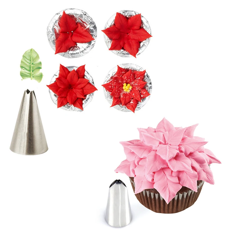 Unibird 7Pcs/Set Leaves Nozzles for Cream Tips Stainless Steel Icing Piping Nozzles DIY Birthday Pastry Cake Decoration Tool