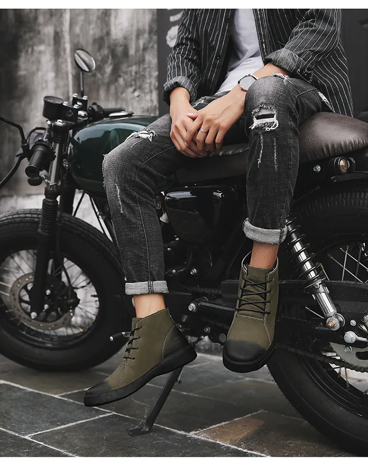 BACKCAMEL2019 новые кожаные рабочие мужские ботинки с круглым носком модная мужская обувь на резиновой подошве без застежки кожаные ботинки