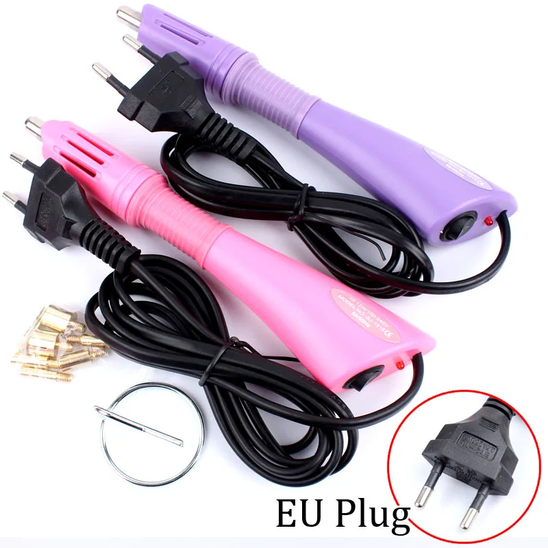 New EU plug purple/Pink 5 Seconds Fast Heated! Iron-on Hot Fix Rhinestone Applicator Wand Heat-fix Tool