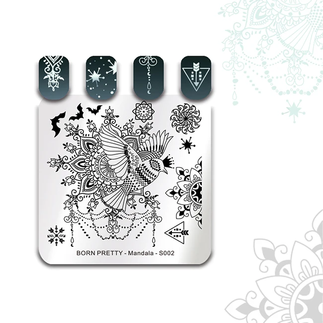 BORN PRETTY серия «Мандала» ногтей штамповки шаблон цветочные бабочки квадратная маникюрная пластина с изображениями для нейл-арта - Цвет: Mandala-S002
