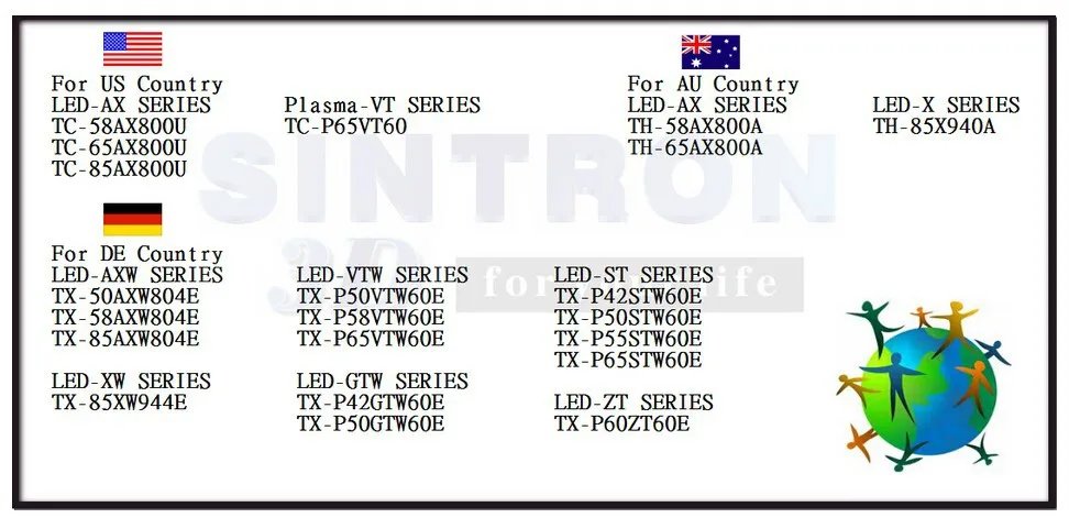 [ Sintron ] 2X 3D активный очки для Panasonic 3D телевизор TX-P65VT65B TX-P55VT65B TX-P50VT65B TX-40AS640B TX-48AS640B TX-55AS640B