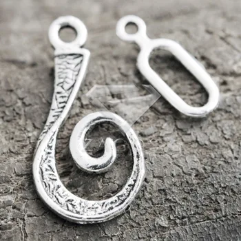 

50Pcs Antique Silver Tibetan Silver Tone Hook & Eye Clasp Zinc Alloy Jewellry Making Findings Fit Bracelet Necklace TS0779