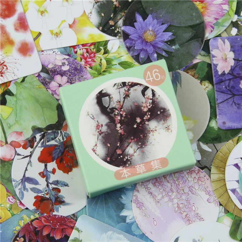 

46 Pcs/box Various Plants Mini Paper Sticker Decoration Diy Diary Scrapbooking Sealing Label Toy Sticker Kawaii