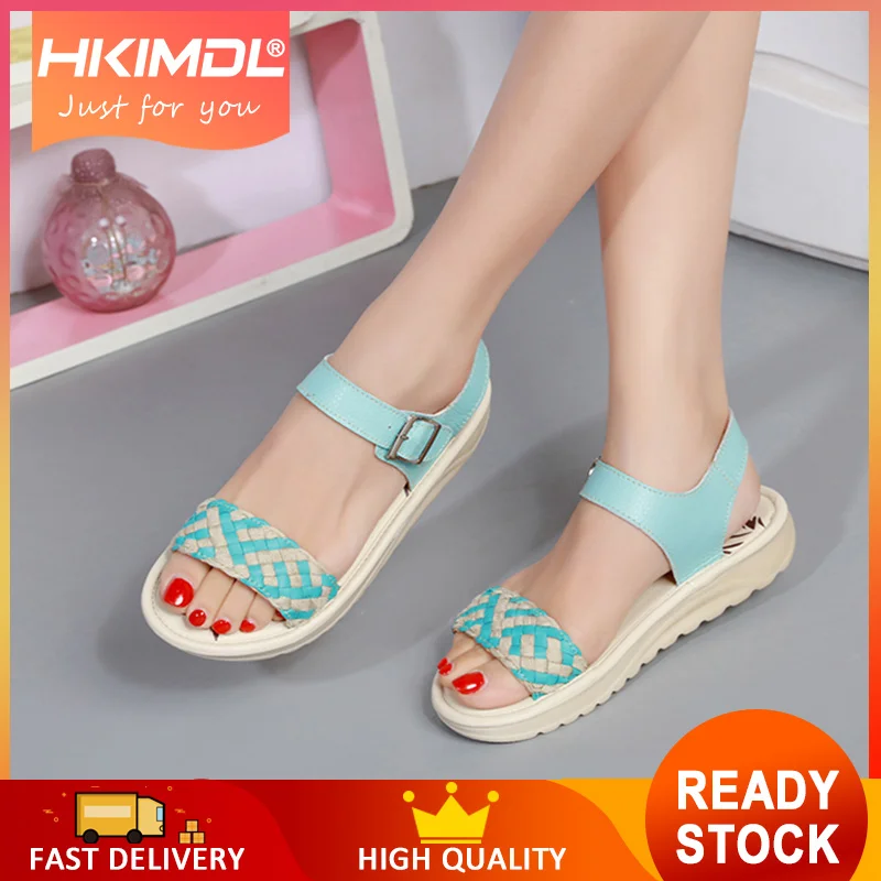 

HKIMDL 2019 New Female Sandals Shoes Sandals High Heels Weave Strap Sandals Women Summer Shoes Beach Sandals