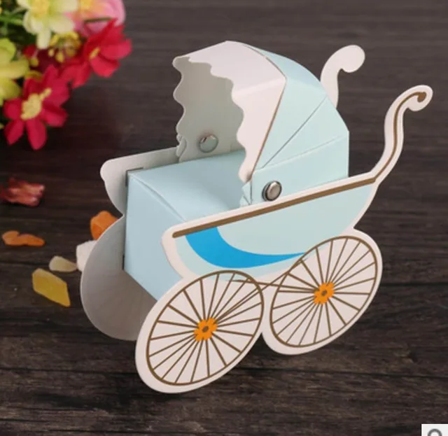 100 Pcs New Arrival baby wheelbarrow shape Carriage Candy Box Wedding